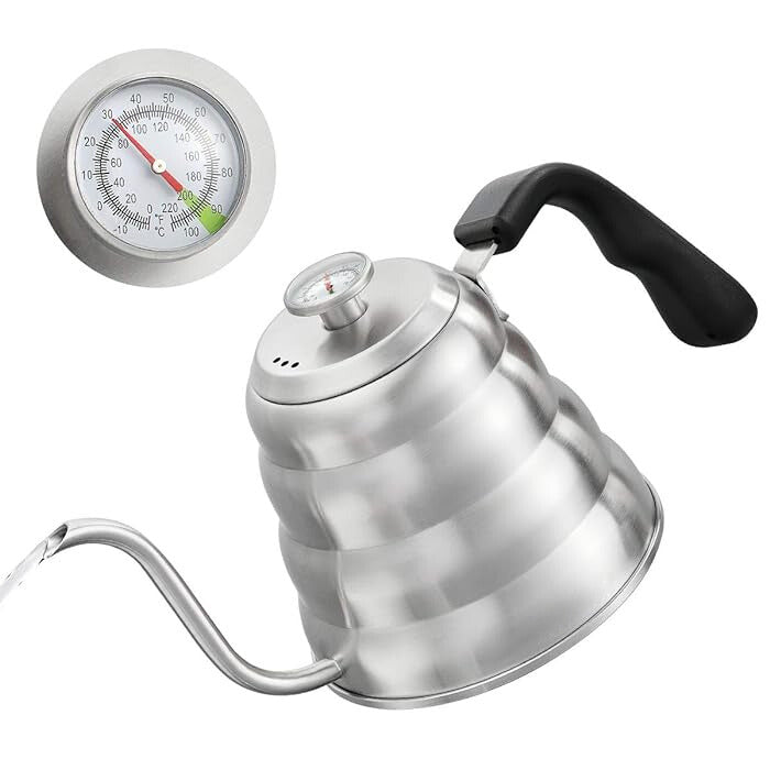 V60 Professional Coffee Drip Pot Stainless Bombay, 1.2 liter capacity (with built-in thermometer)