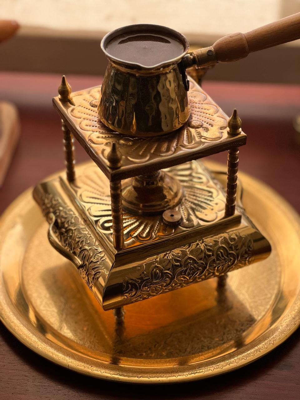 Royal square copper catheter+ copper plate with wooden handle + copper tray