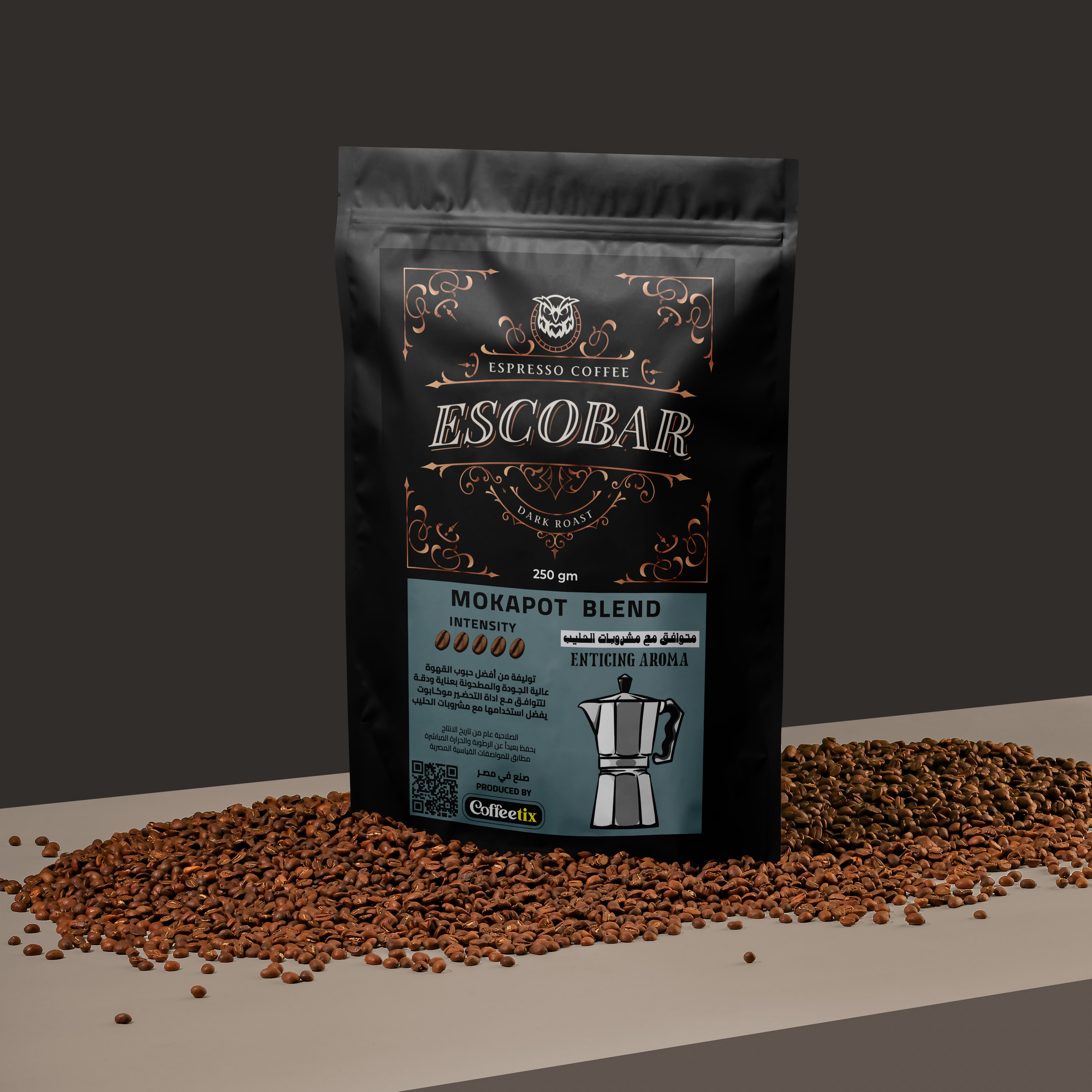 ESCOBAR Espresso coffee for Mokapot tool (medium dark roast ) for milk drinks